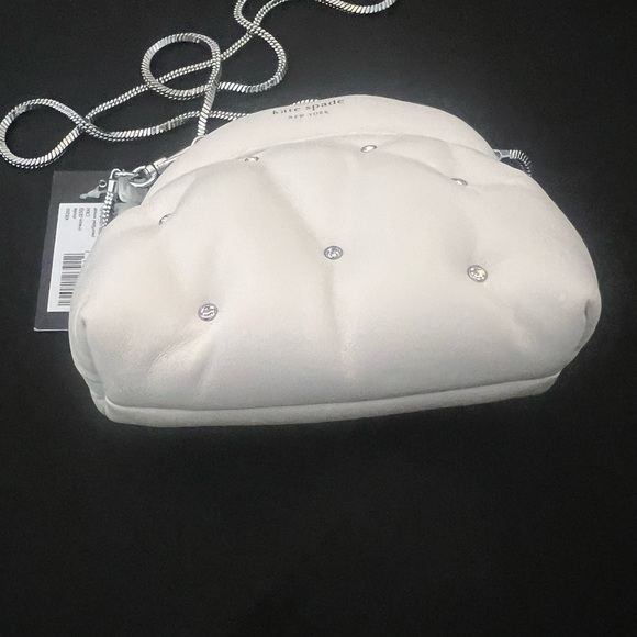 NWT Kate Spade Cloud Cream Crossbody Mini Bag Leather, Silver Chain - Picture 4 of 6